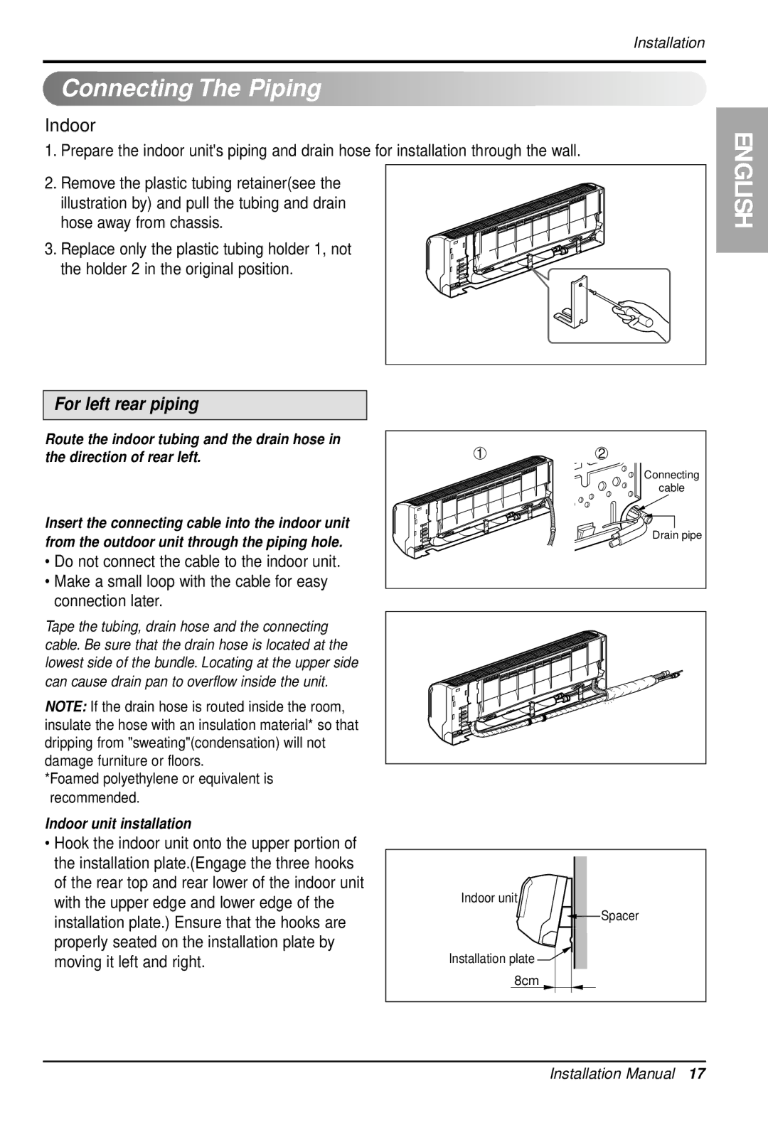 LG Electronics LS122CE installation manual Connecting Thet Piping, Indoor 