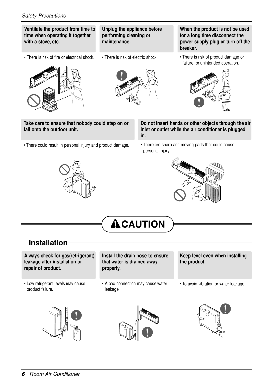 LG Electronics LS122CE Unplug the appliance before, Performing cleaning or, With a stove, etc Maintenance, Breaker 