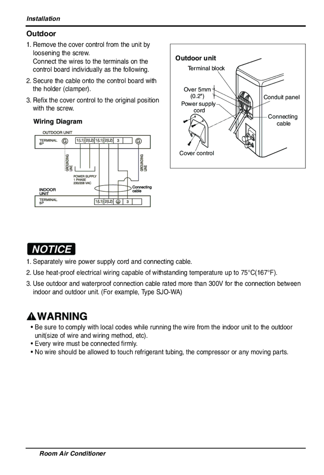 LG Electronics LS305HV installation manual Wiring Diagram Outdoor unit 