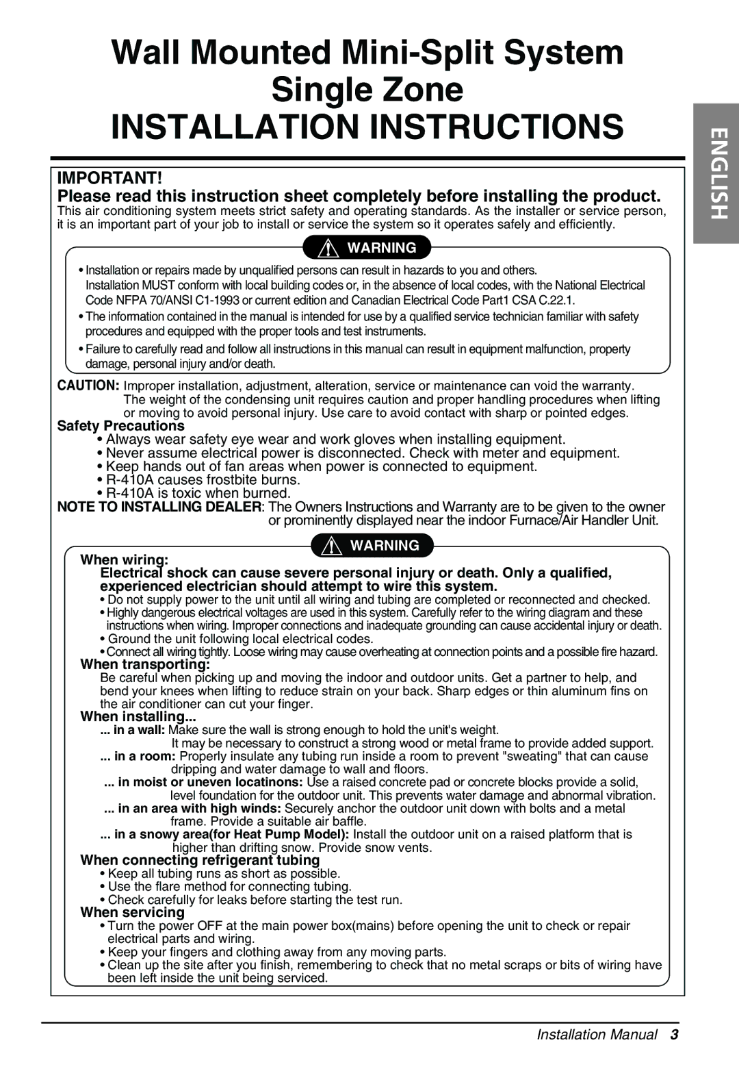 LG Electronics LS305HV installation manual Installation Instructions 