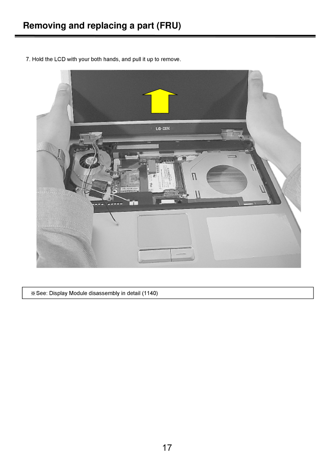 LG Electronics LS50 service manual Removing and replacing a part FRU 