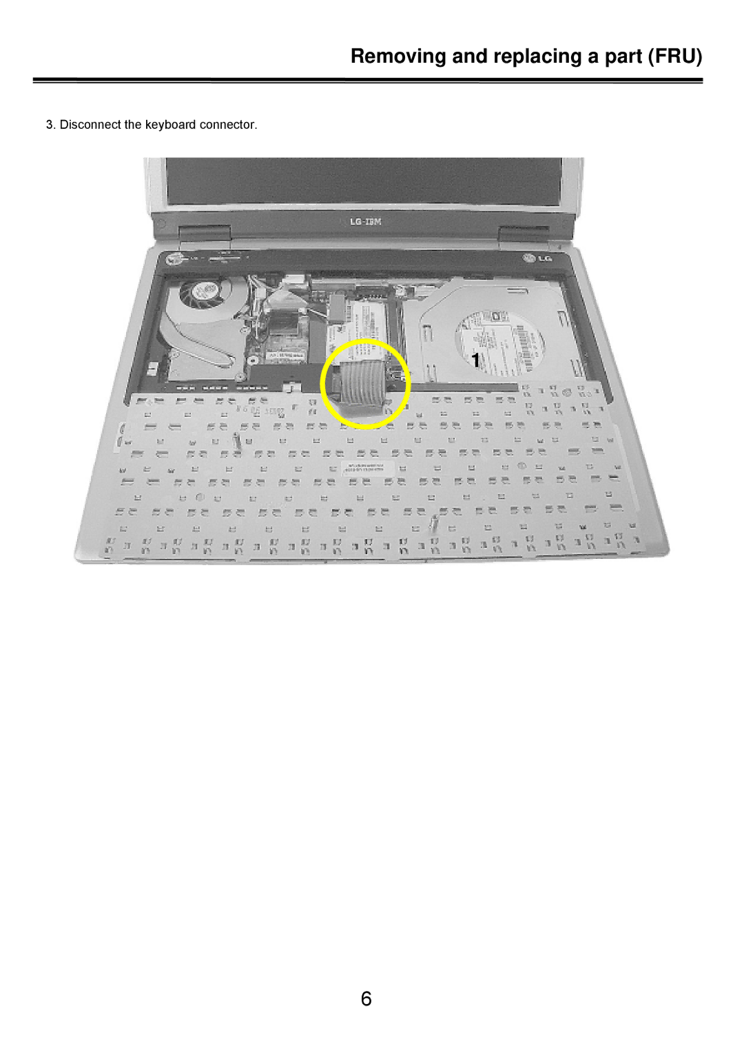 LG Electronics LS50 service manual Disconnect the keyboard connector 