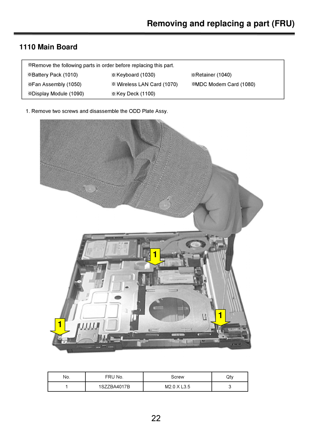 LG Electronics LS50 service manual Main Board, Removing and replacing a part FRU 