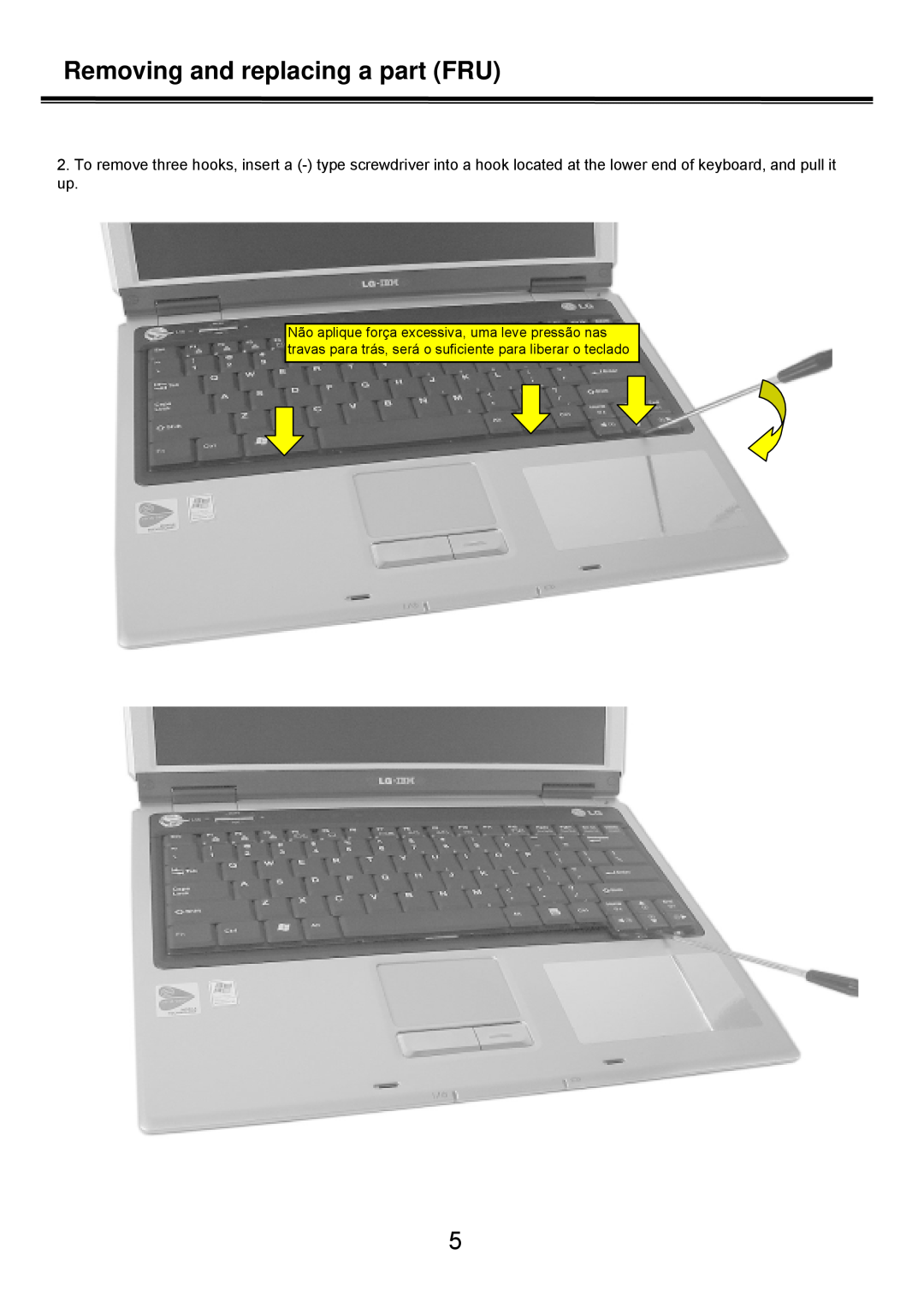 LG Electronics LS50 service manual Removing and replacing a part FRU 