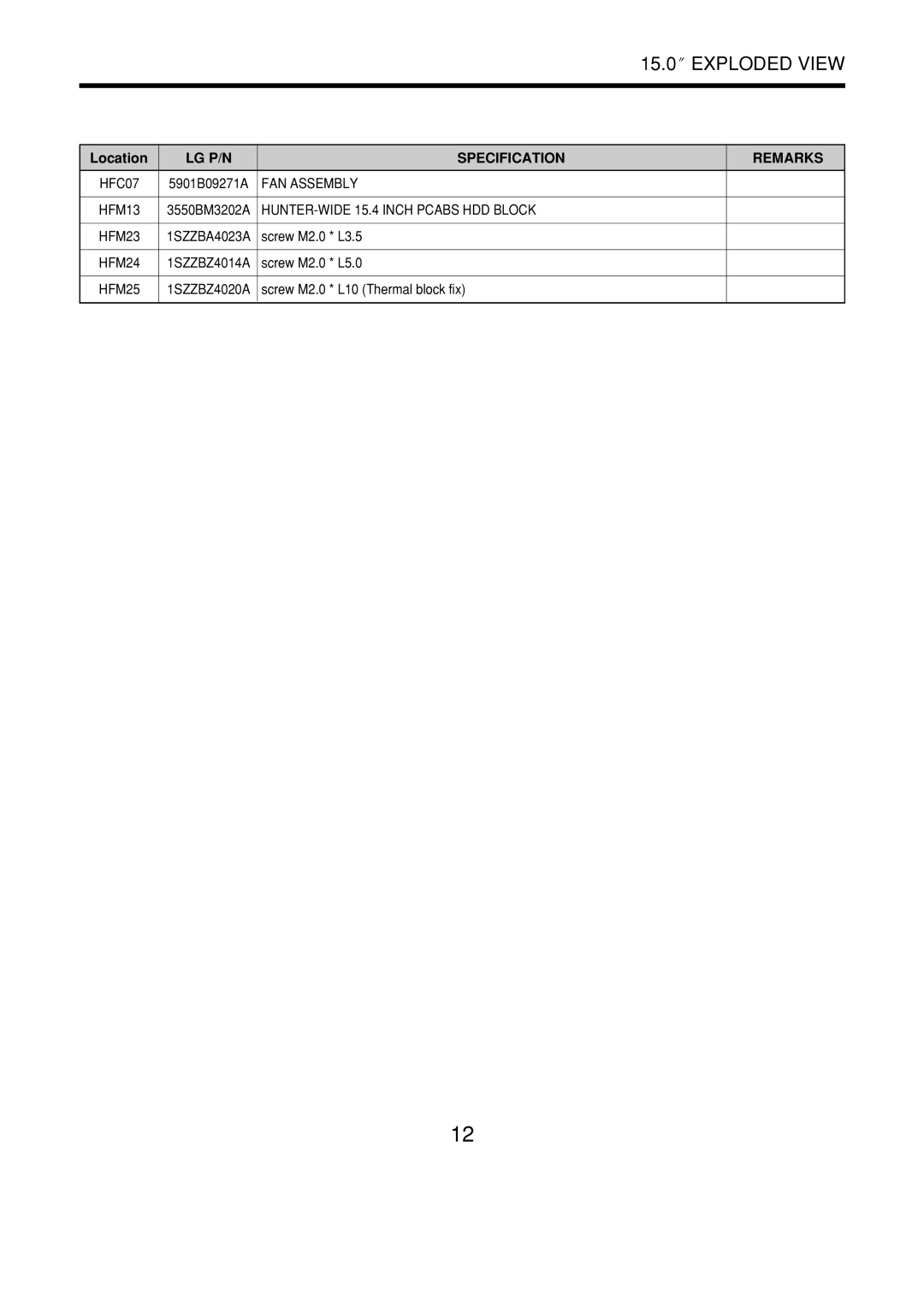 LG Electronics LS70 service manual FAN Assembly, HUNTER-WIDE 15.4 Inch Pcabs HDD Block 