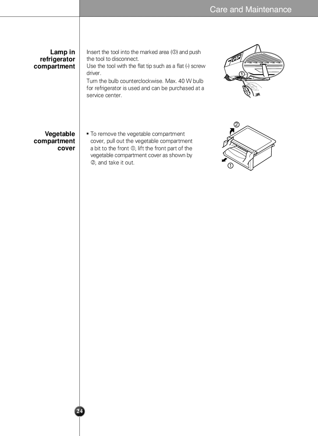 LG Electronics LSC 21943ST manual Lamp, Compartment, Tool to disconnect, Driver, Take it out 