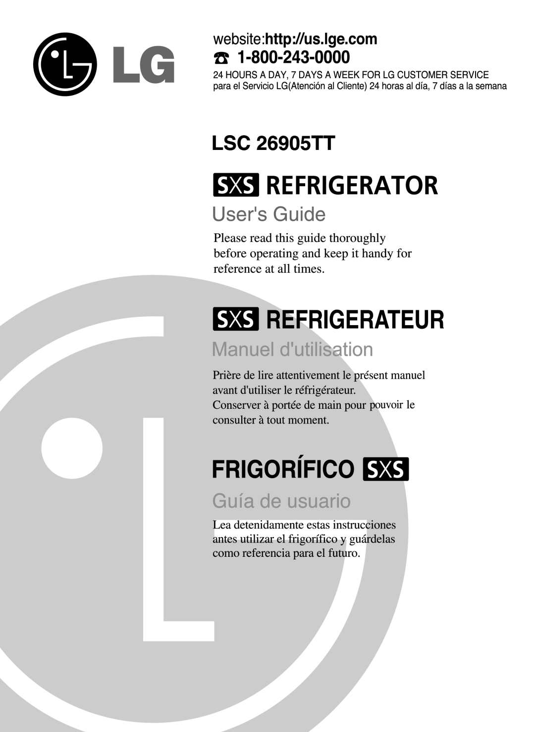 LG Electronics LSC 26905TT manual 