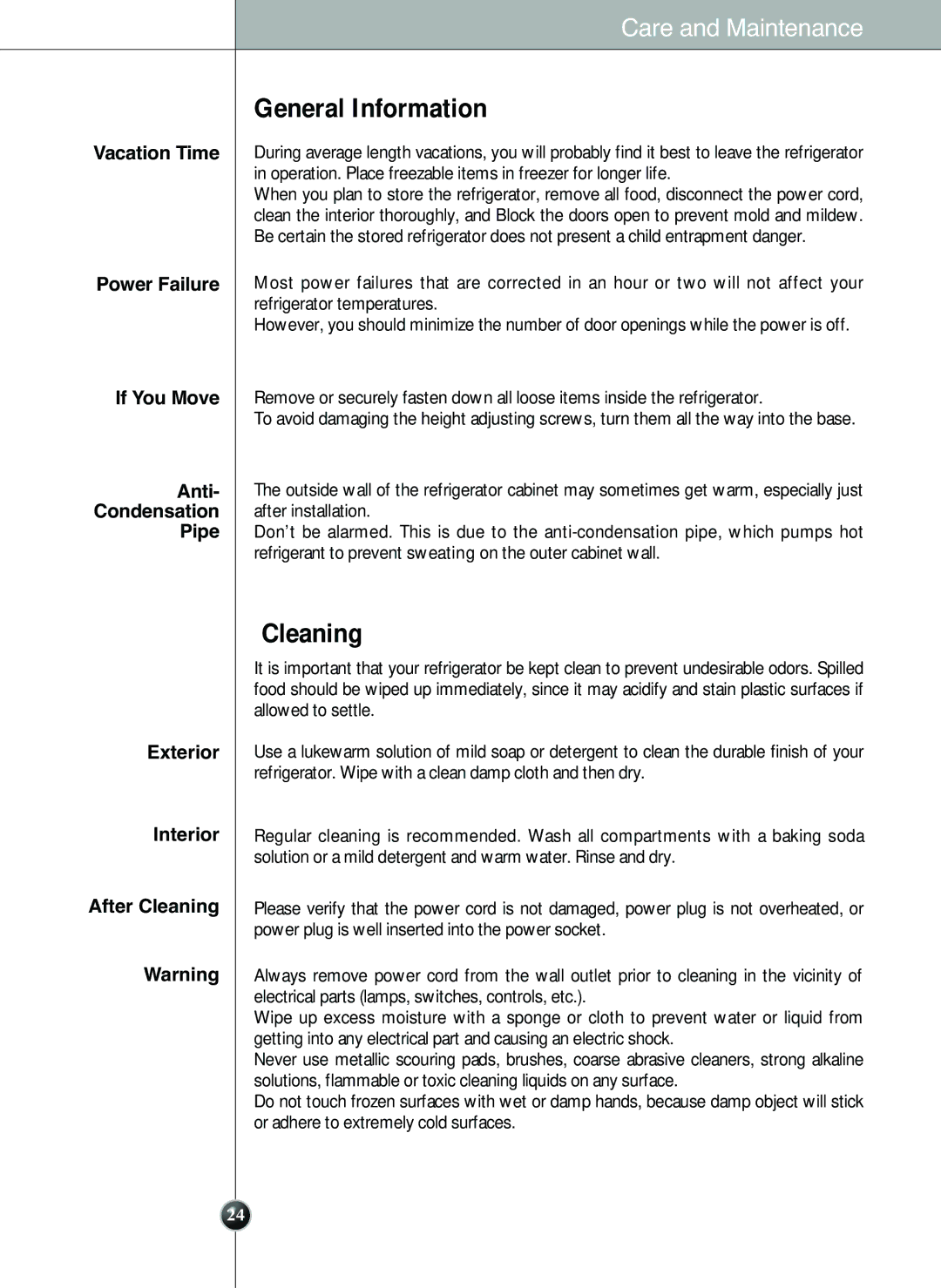 LG Electronics LSC 26905TT manual General Information, Exterior Interior After Cleaning 