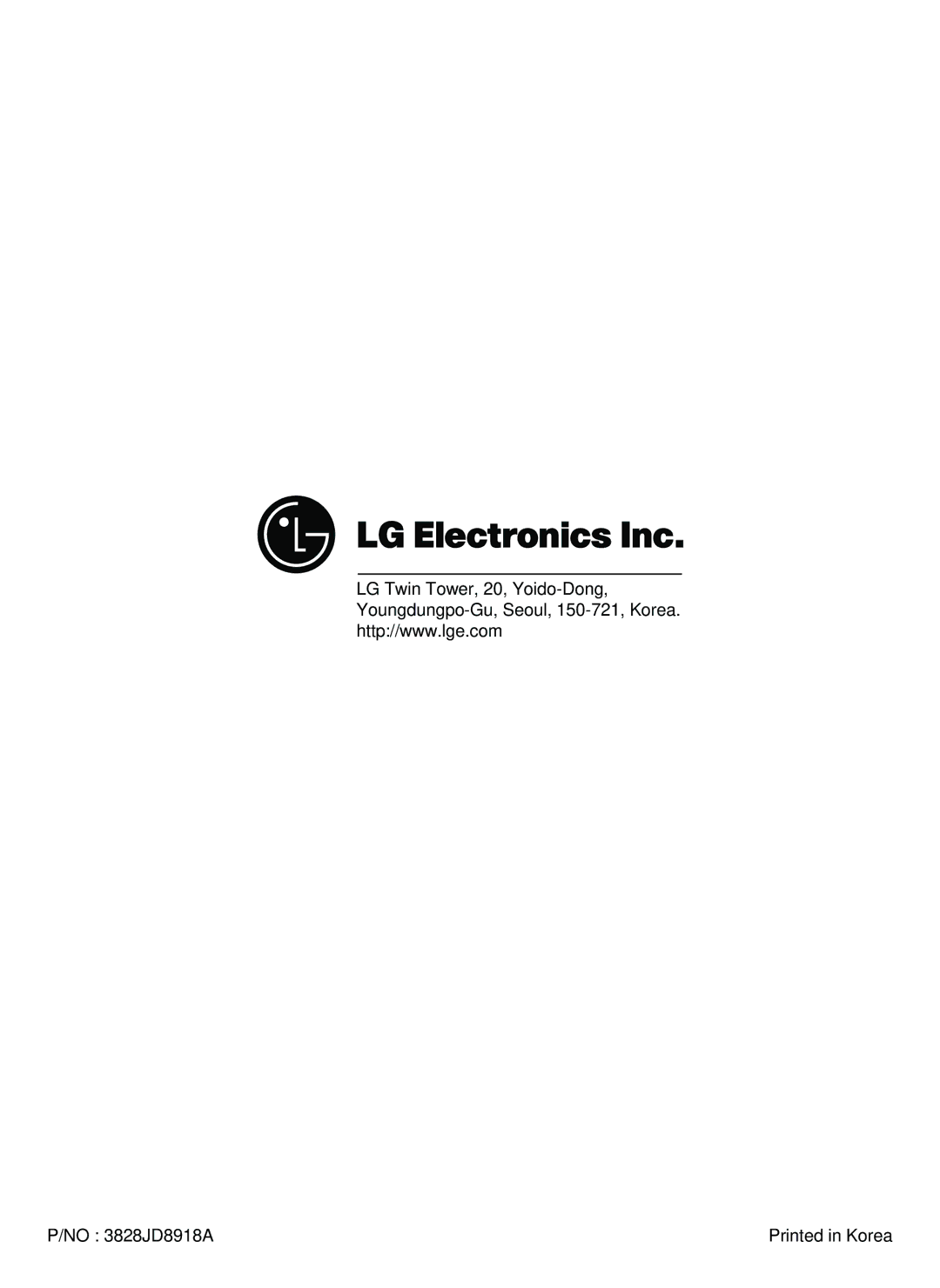 LG Electronics LSC 26905TT manual NO3828JD8918A 