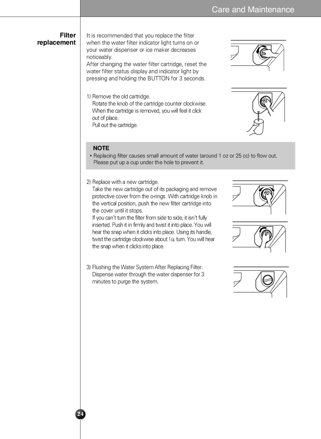 LG Electronics LSC 27950ST, LSC 27950SW, LSC 27950SB, LSC 27960ST manual Minutes to purge the system 