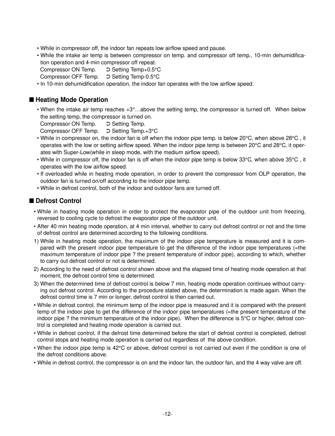 LG Electronics LSC183VMA service manual Heating Mode Operation, Defrost Control 