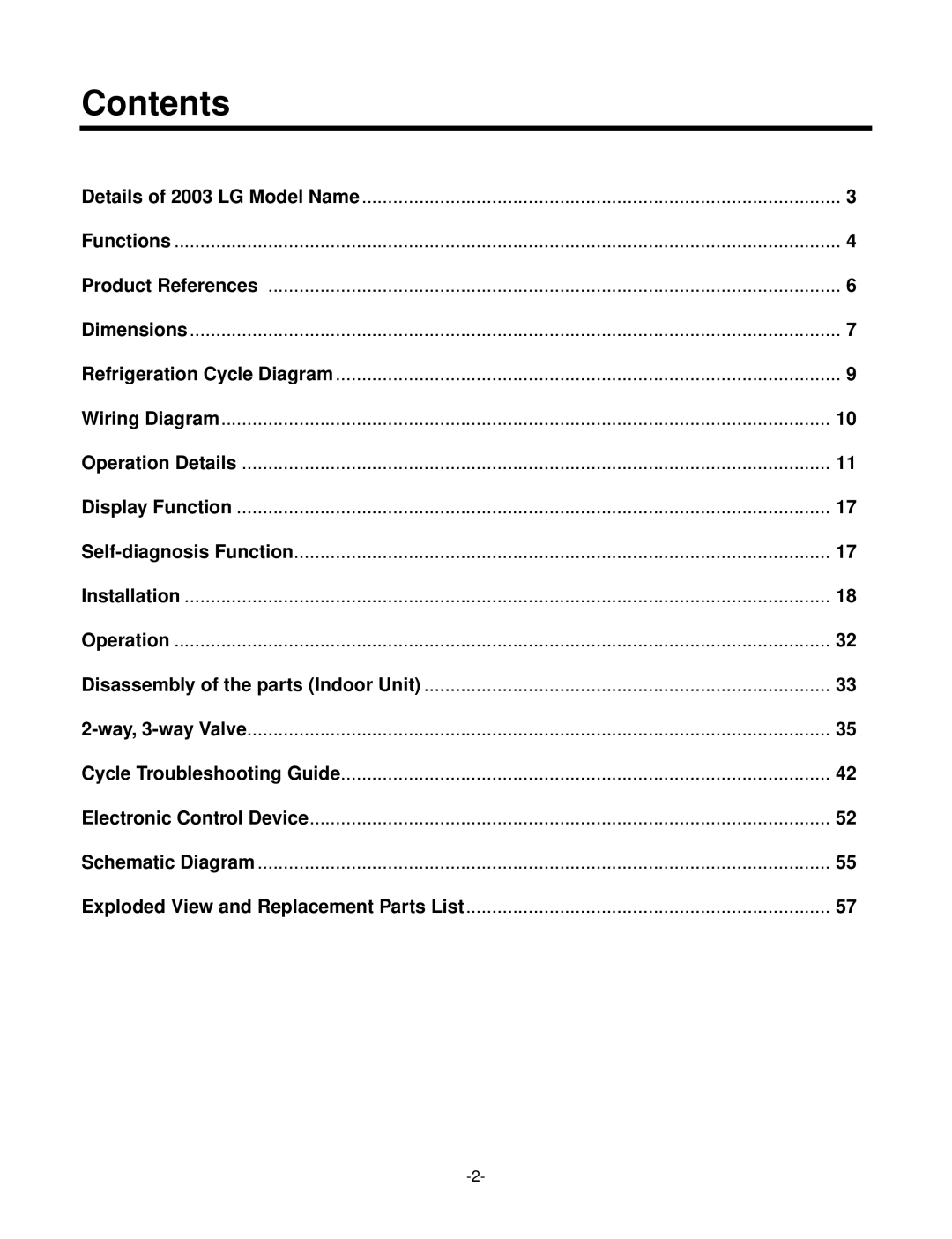 LG Electronics LSC183VMA service manual Contents 