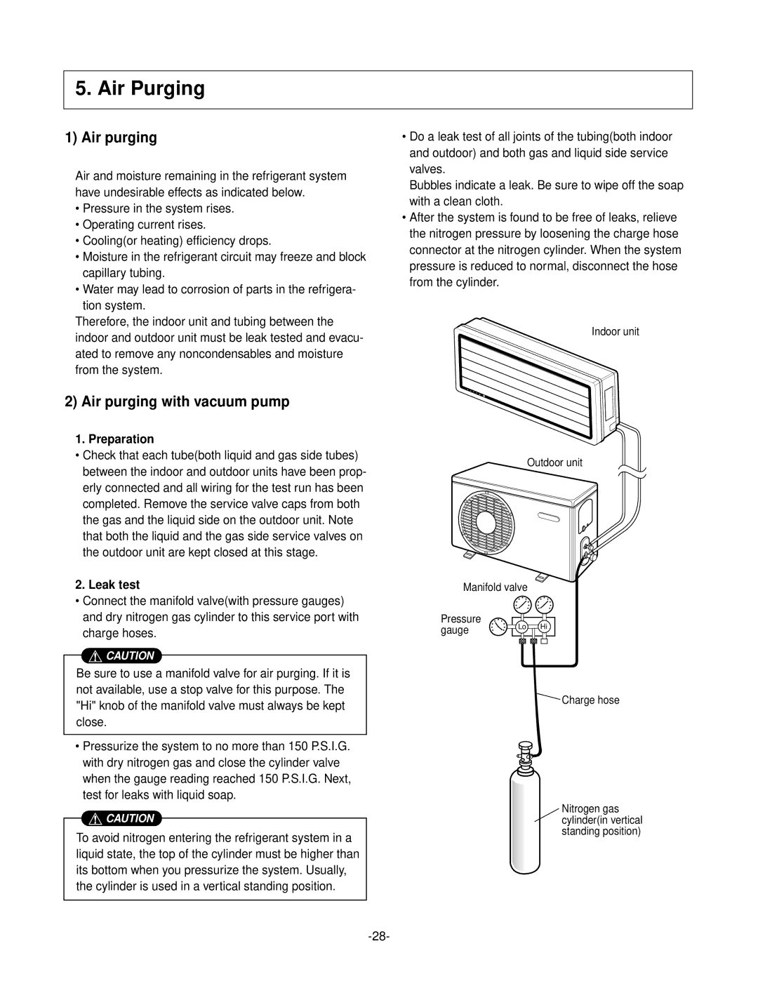 LG Electronics LSC183VMA service manual Air Purging, Air purging with vacuum pump, Preparation, Leak test 