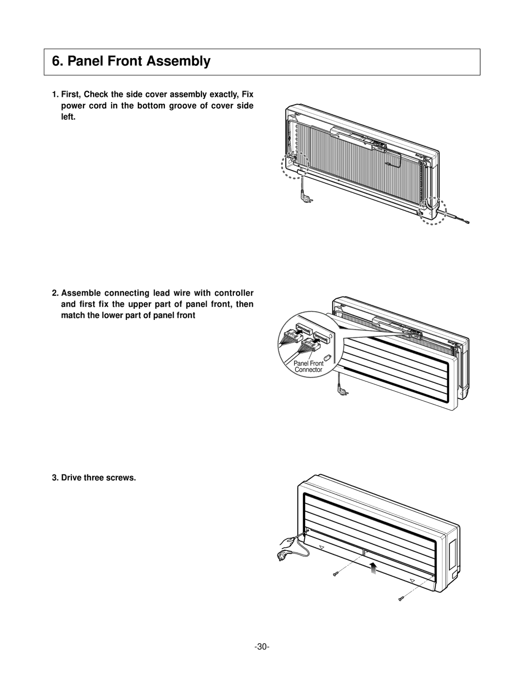 LG Electronics LSC183VMA service manual Panel Front Assembly, Drive three screws 