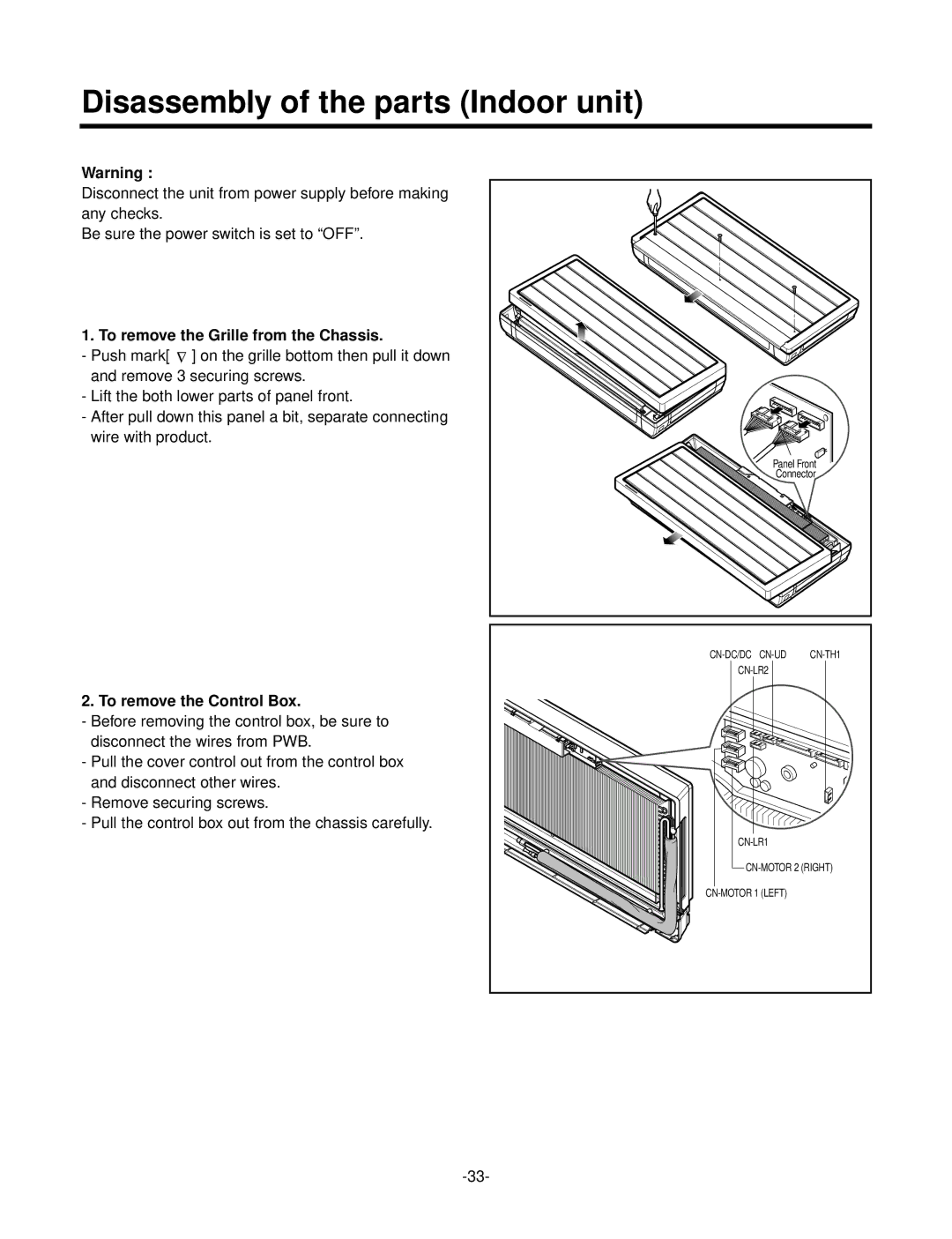 LG Electronics LSC183VMA service manual To remove the Grille from the Chassis, To remove the Control Box 