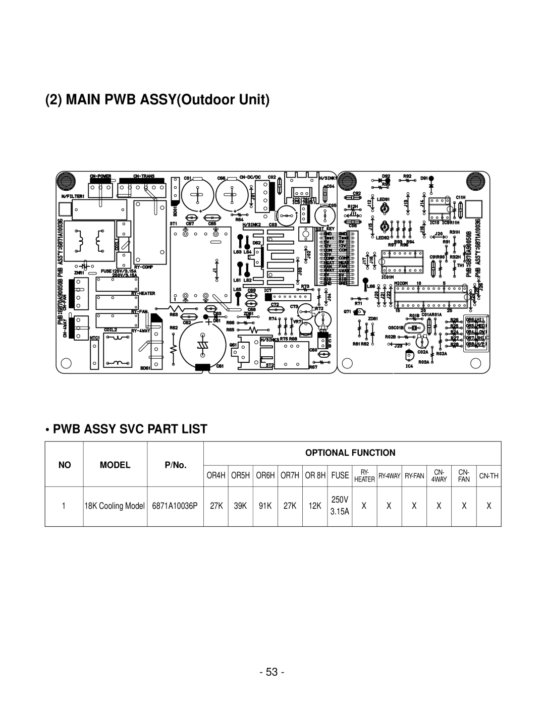 LG Electronics LSC183VMA service manual Main PWB ASSYOutdoor Unit, Model 