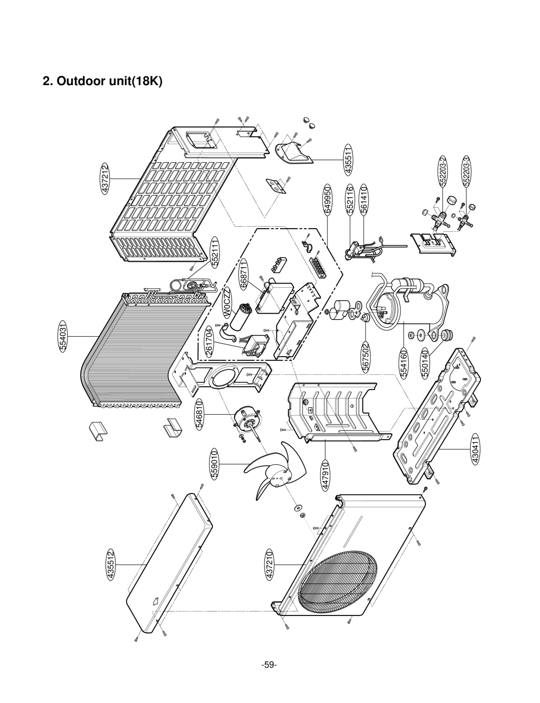 LG Electronics LSC183VMA service manual Outdoor unit18K, W0CZZ 