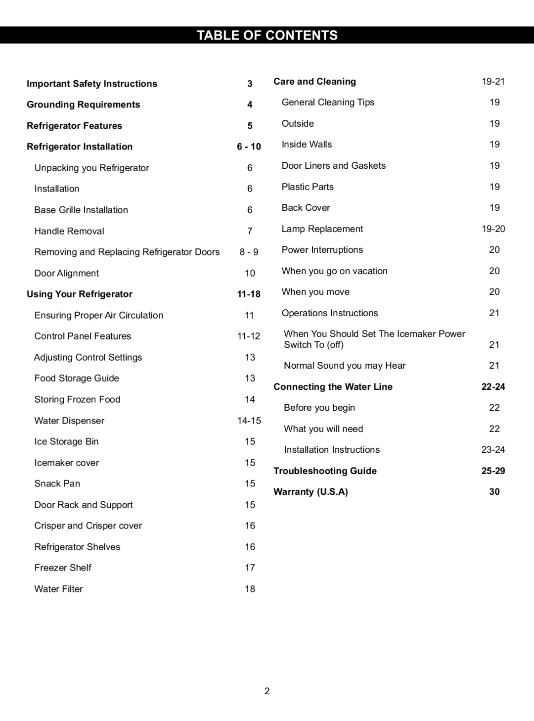 LG Electronics LSC23924ST, LSC23924SB owner manual Table of Contents 