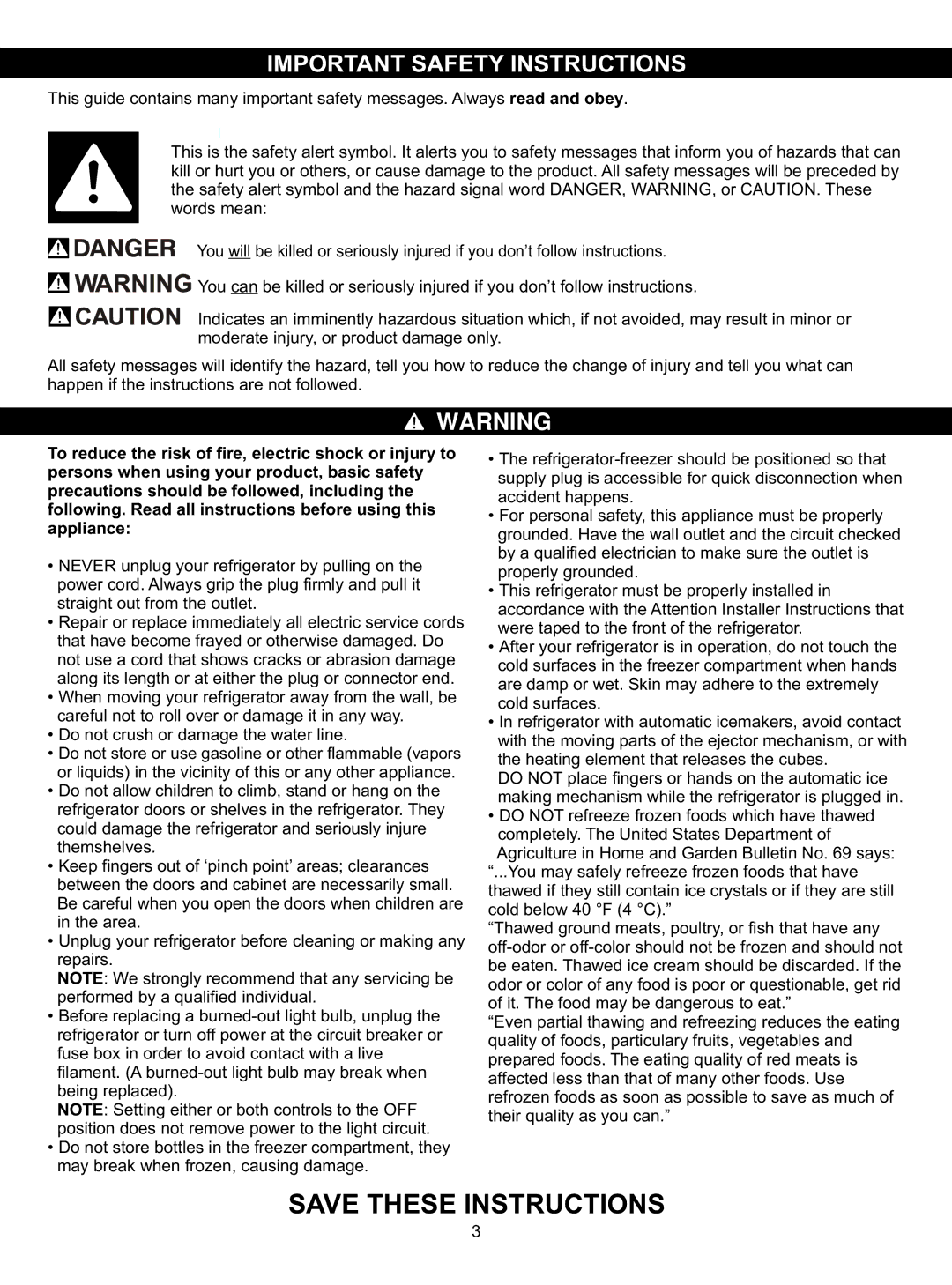 LG Electronics LSC23924SB, LSC23924ST owner manual Important Safety Instructions 