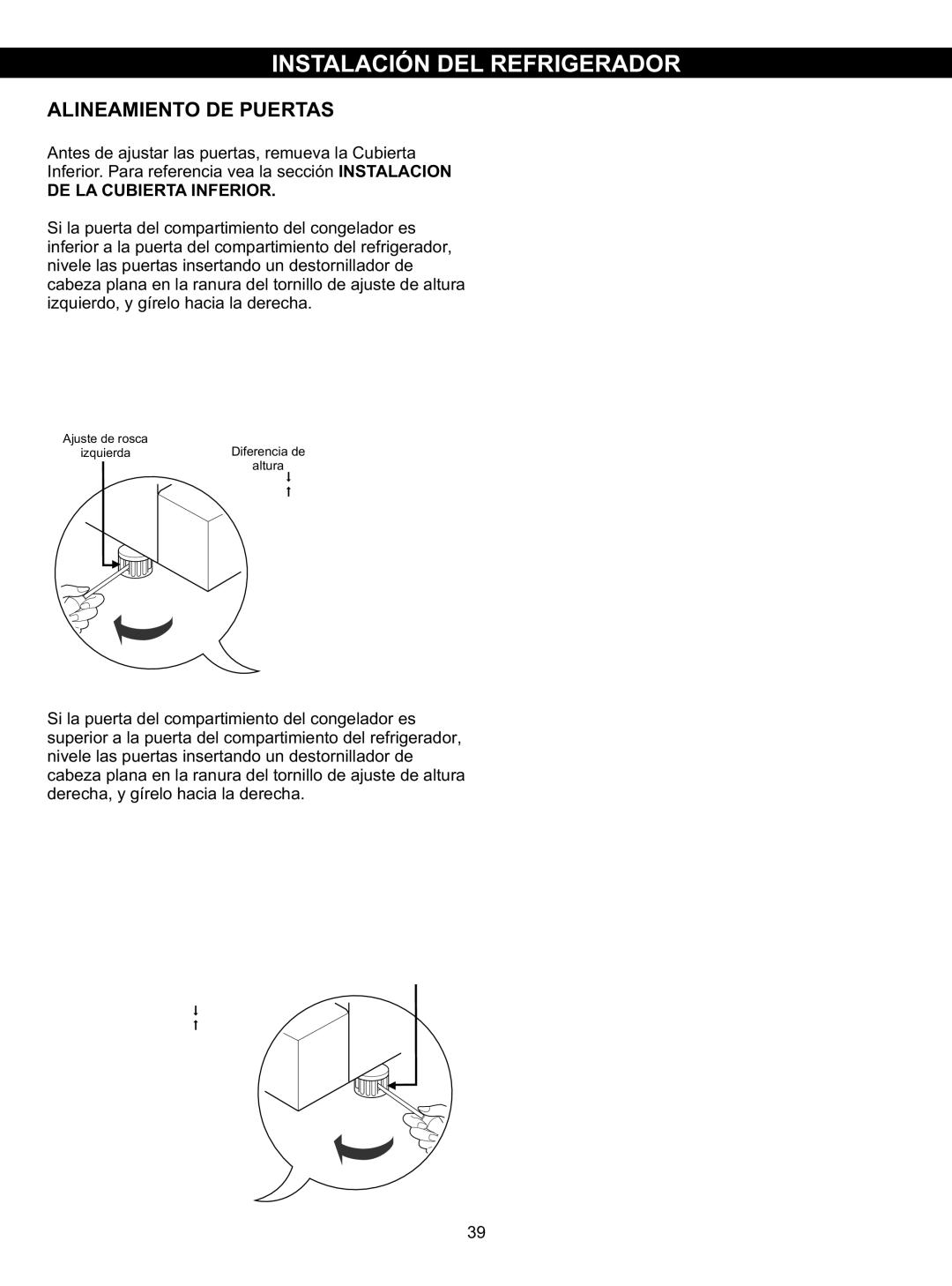 LG Electronics LSC23924SB Alineamiento DE Puertas, Despues DE Ajustar EL Nivel DE LAS Puertas, Herramientas que necesitas 