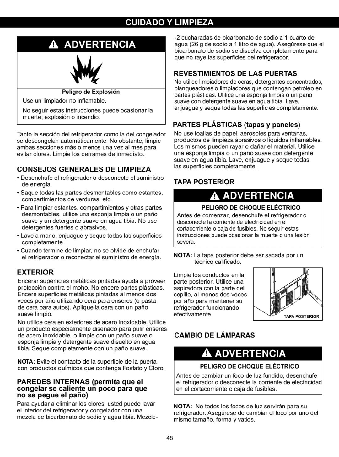 LG Electronics LSC23924ST, LSC23924SB owner manual Cuidado Y Limpieza 