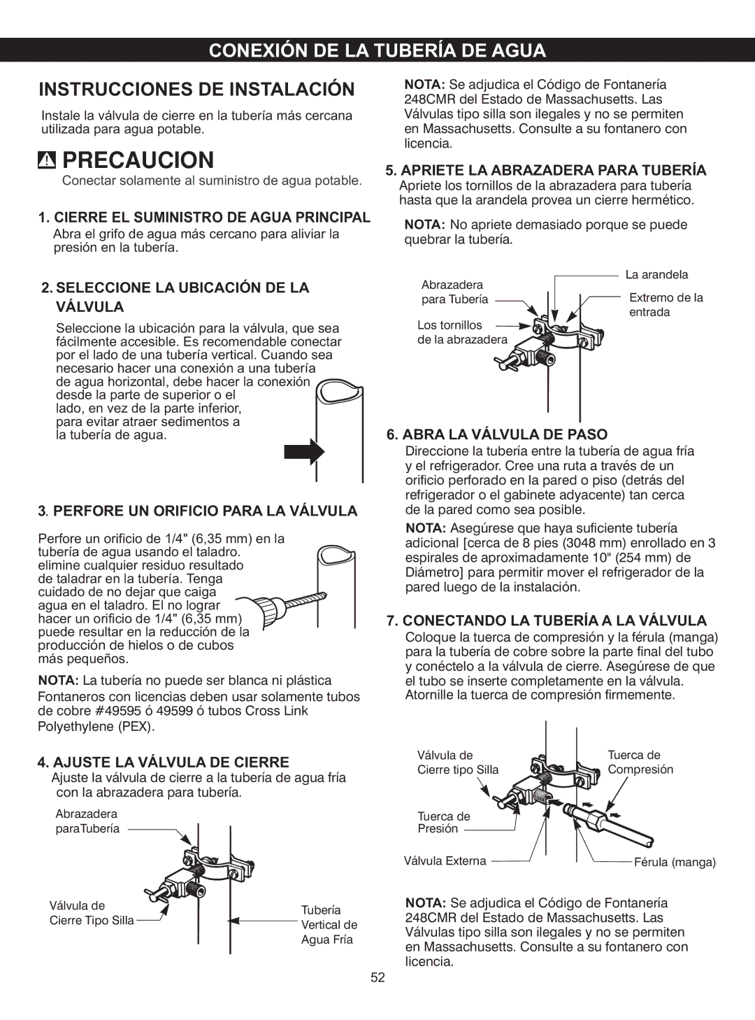 LG Electronics LSC23924ST, LSC23924SB Seleccione LA Ubicación DE LA Válvula, Perfore UN Orificio Para LA Válvula 