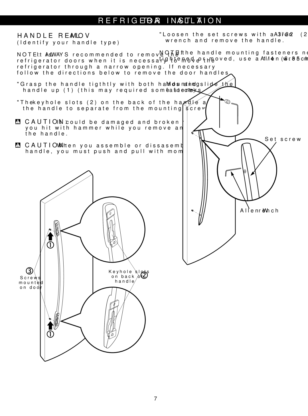 LG Electronics LSC23924SB, LSC23924ST owner manual Handle Removal, Identify your handle type 