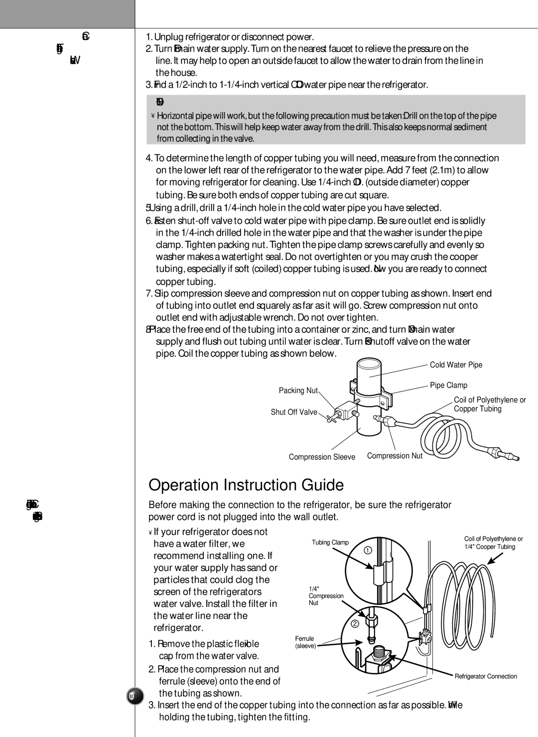 LG Electronics LSC27910** owner manual CompressionNut, Operation Instruction Guide 