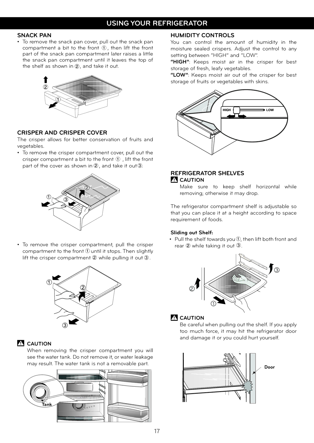 LG Electronics LSC27925** Snack PAN, Humidity Controls, Crisper and Crisper Cover, Refrigerator Shelves, Sliding out Shelf 