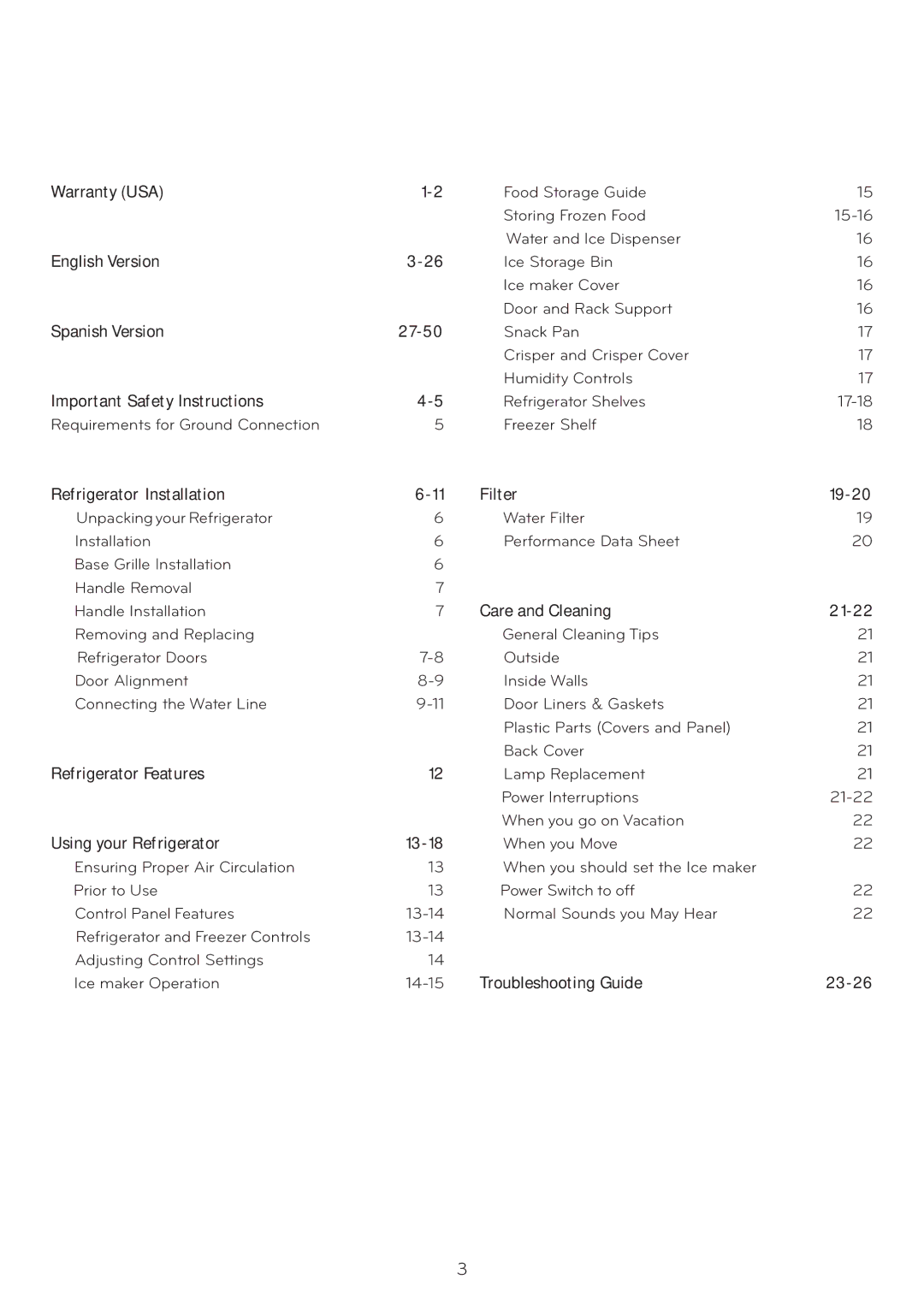 LG Electronics LSC27925**, LSC27925ST owner manual Table of Contents 