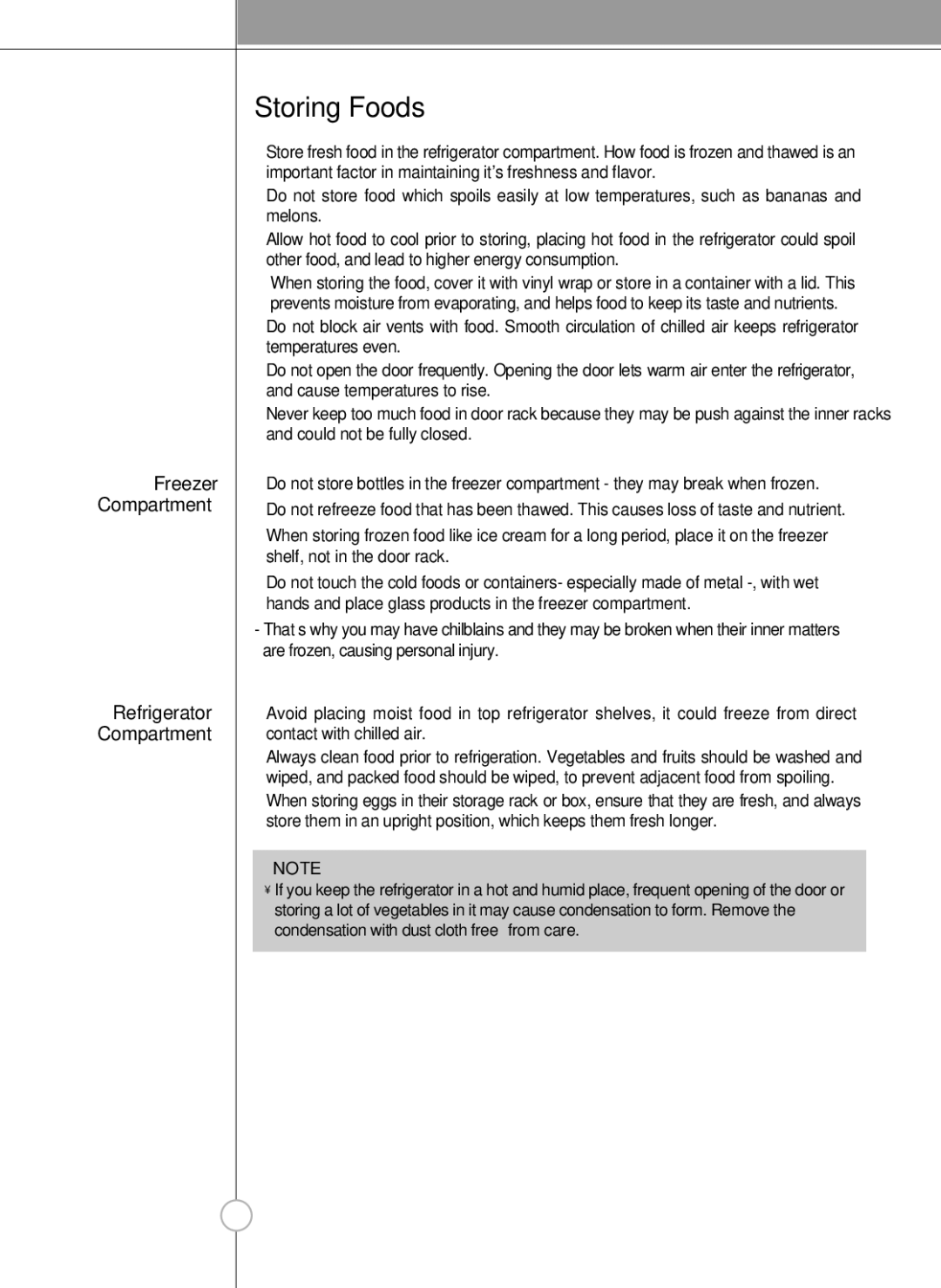 LG Electronics LSC27926TT, LSC27926SW, LSC27926ST, LSC27926SB owner manual Storing Foods, Compartment 