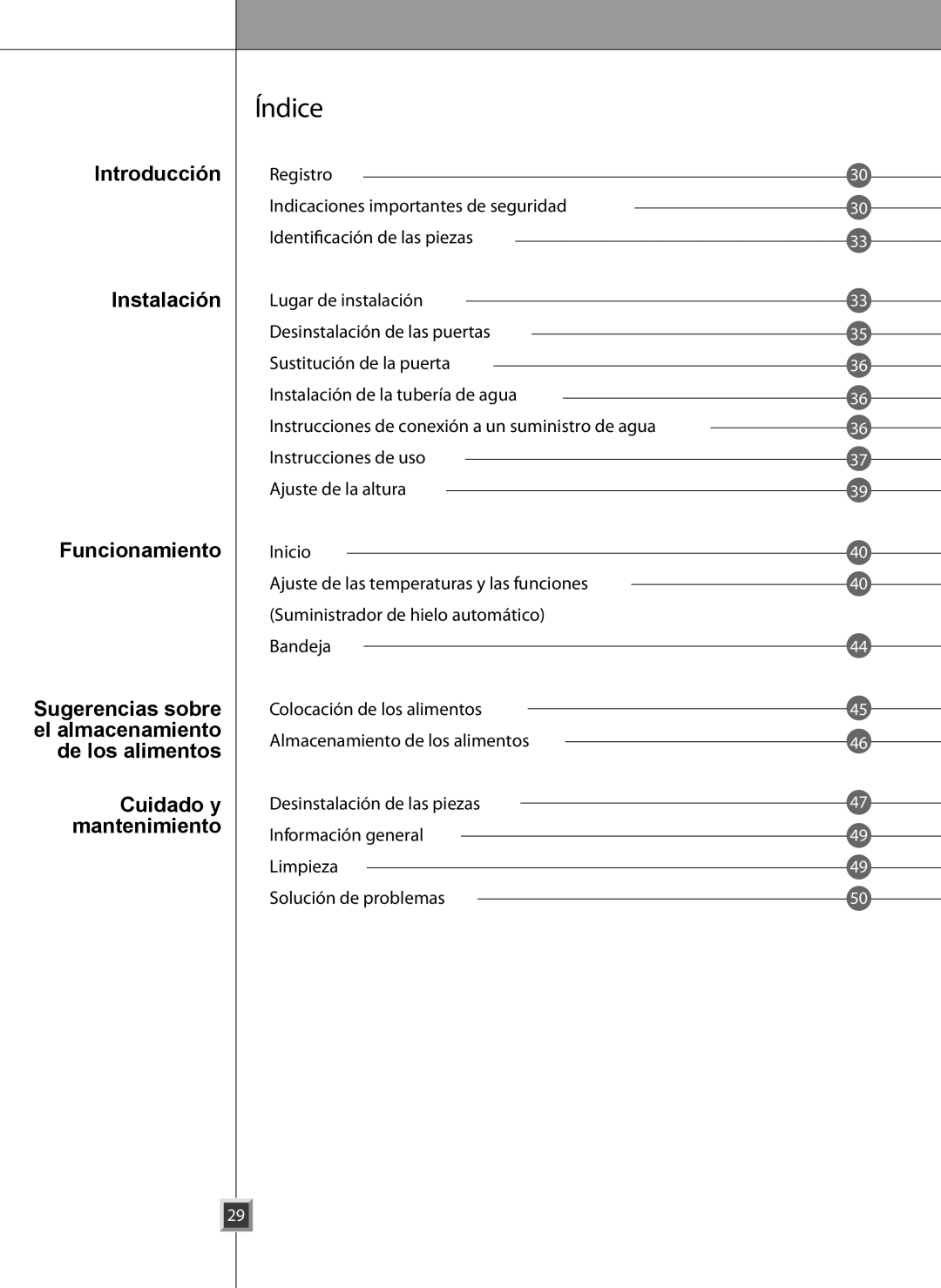 LG Electronics LSC27931** owner manual Índice, Sugerencias sobre 