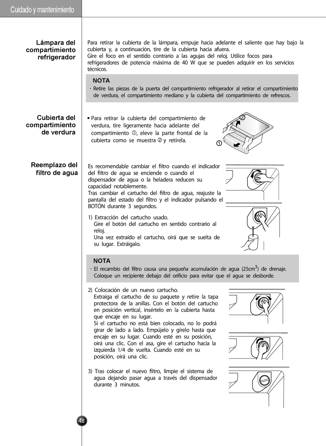 LG Electronics LSC27931** owner manual Cuidado y mantenimiento 