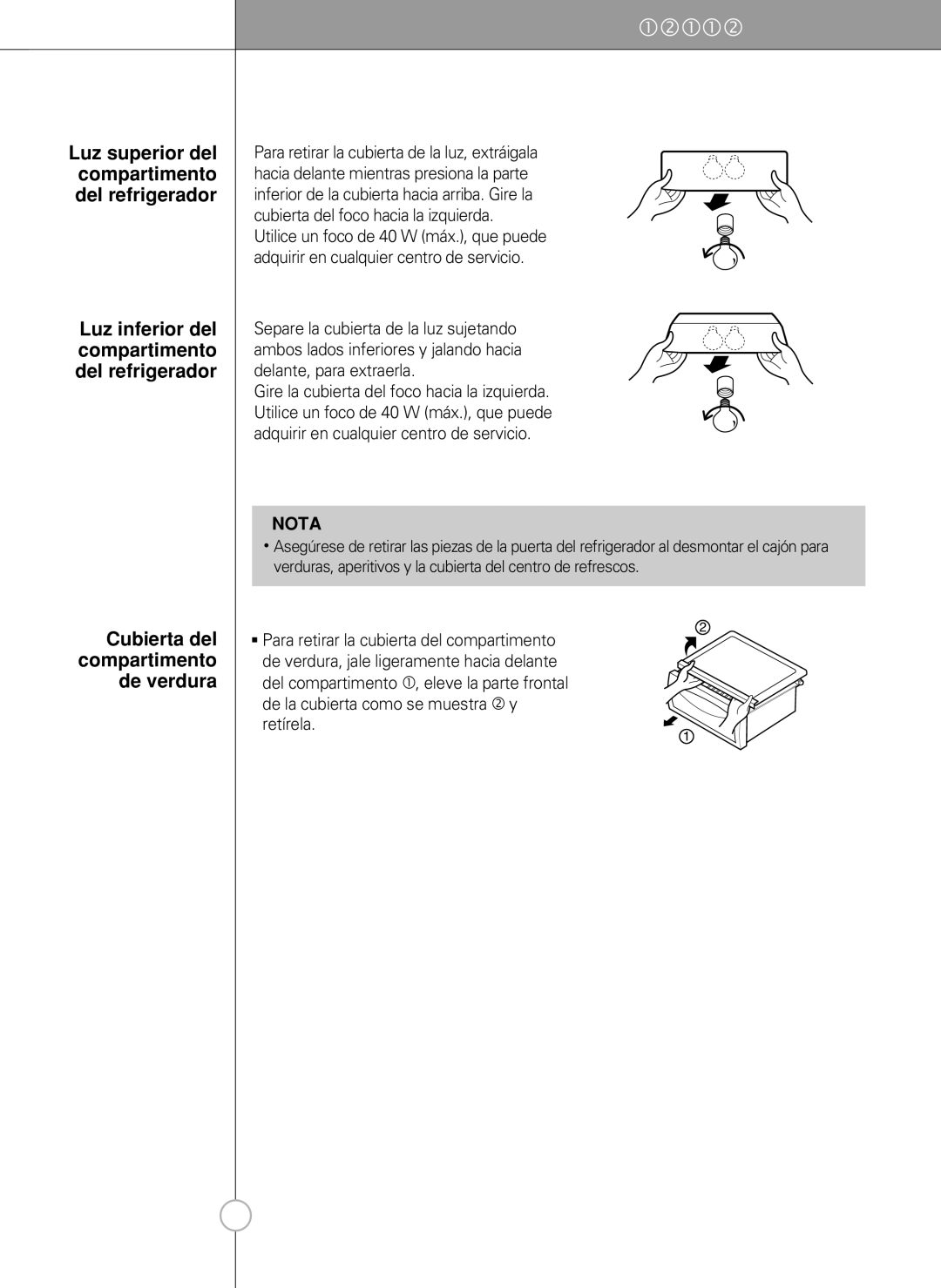 LG Electronics LSC27990TT manual Cubierta del compartimento de verdura 