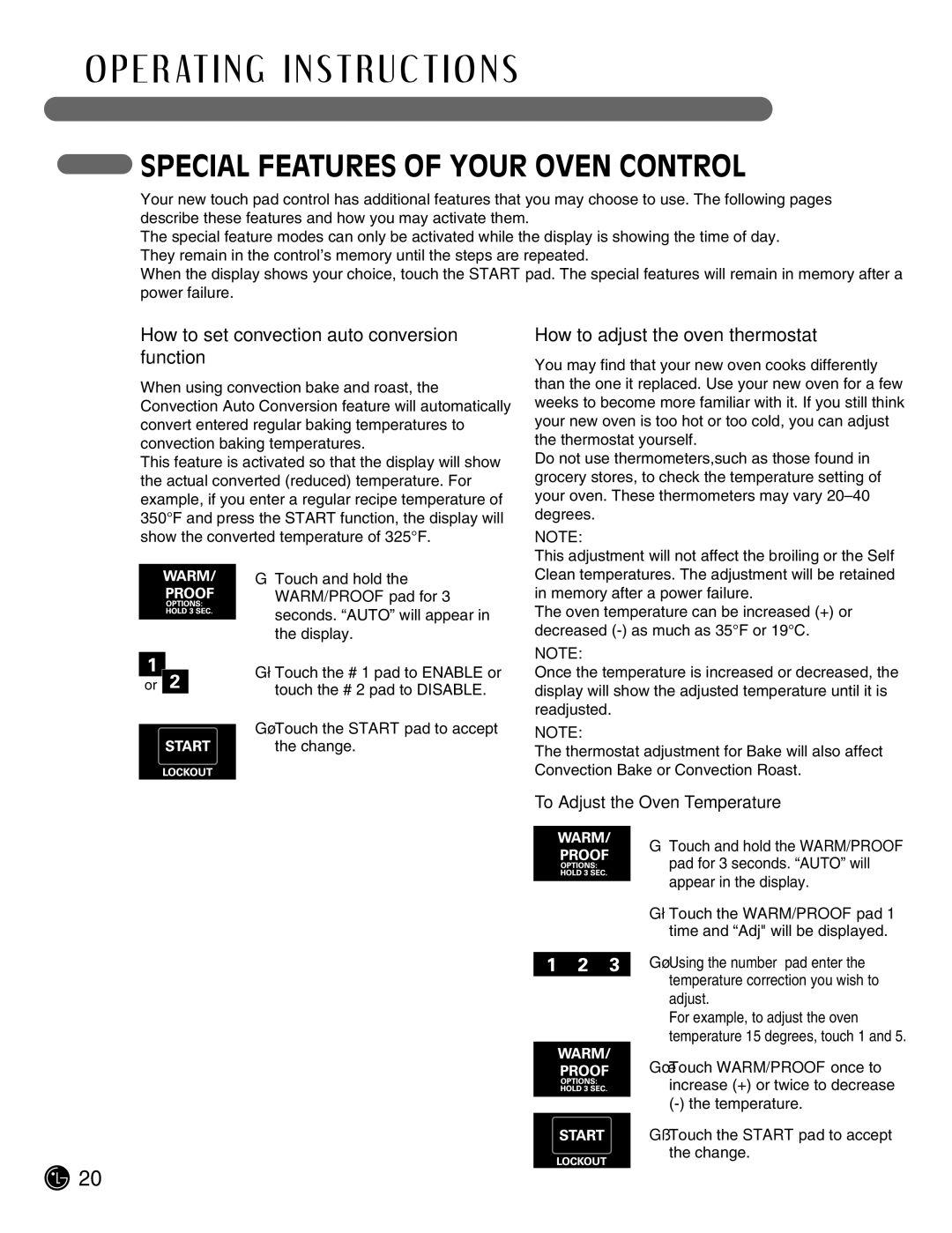 LG Electronics LSE3092ST manual Special Features of Your Oven Control, How to set convection auto conversion function 