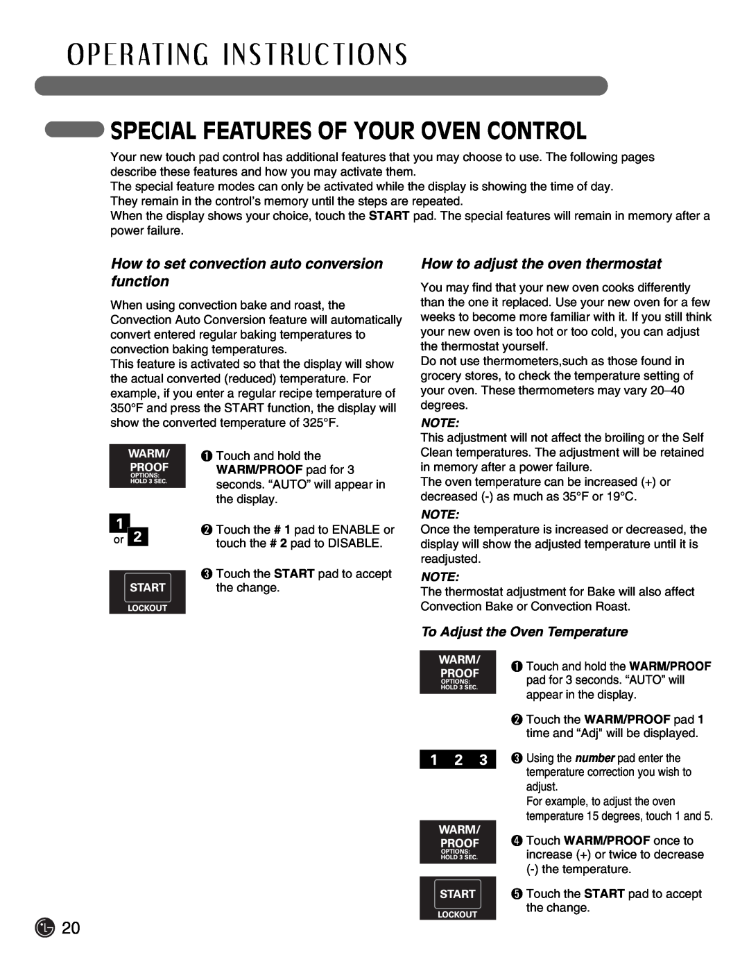 LG Electronics LSE3092ST manual Special Features Of Your Oven Control, How to set convection auto conversion function 