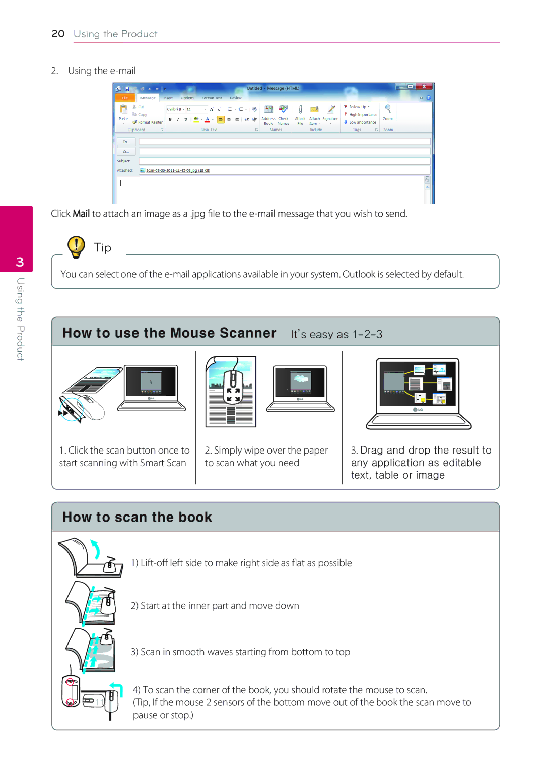 LG Electronics LSM-100 owner manual Using the e-mail, ™ˆŽGˆ•‹G‹™–—G›ŒG™Œšœ“›G›– 