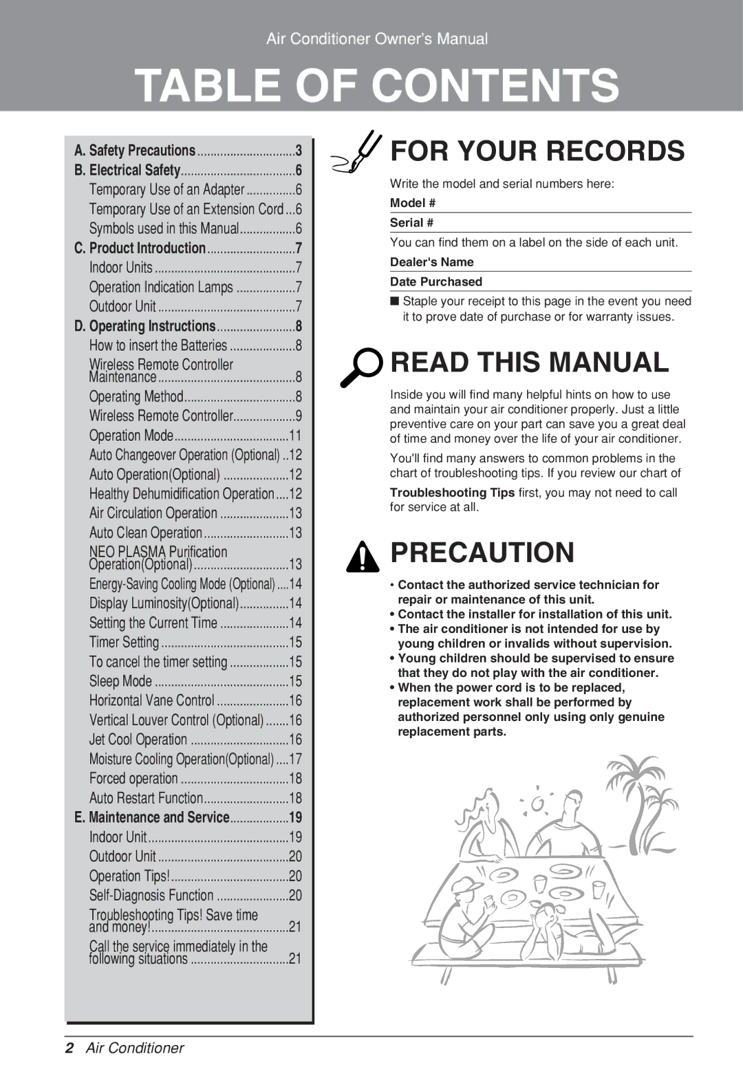 LG Electronics HV2, LSN, LSU-HSV2 owner manual Table of Contents 