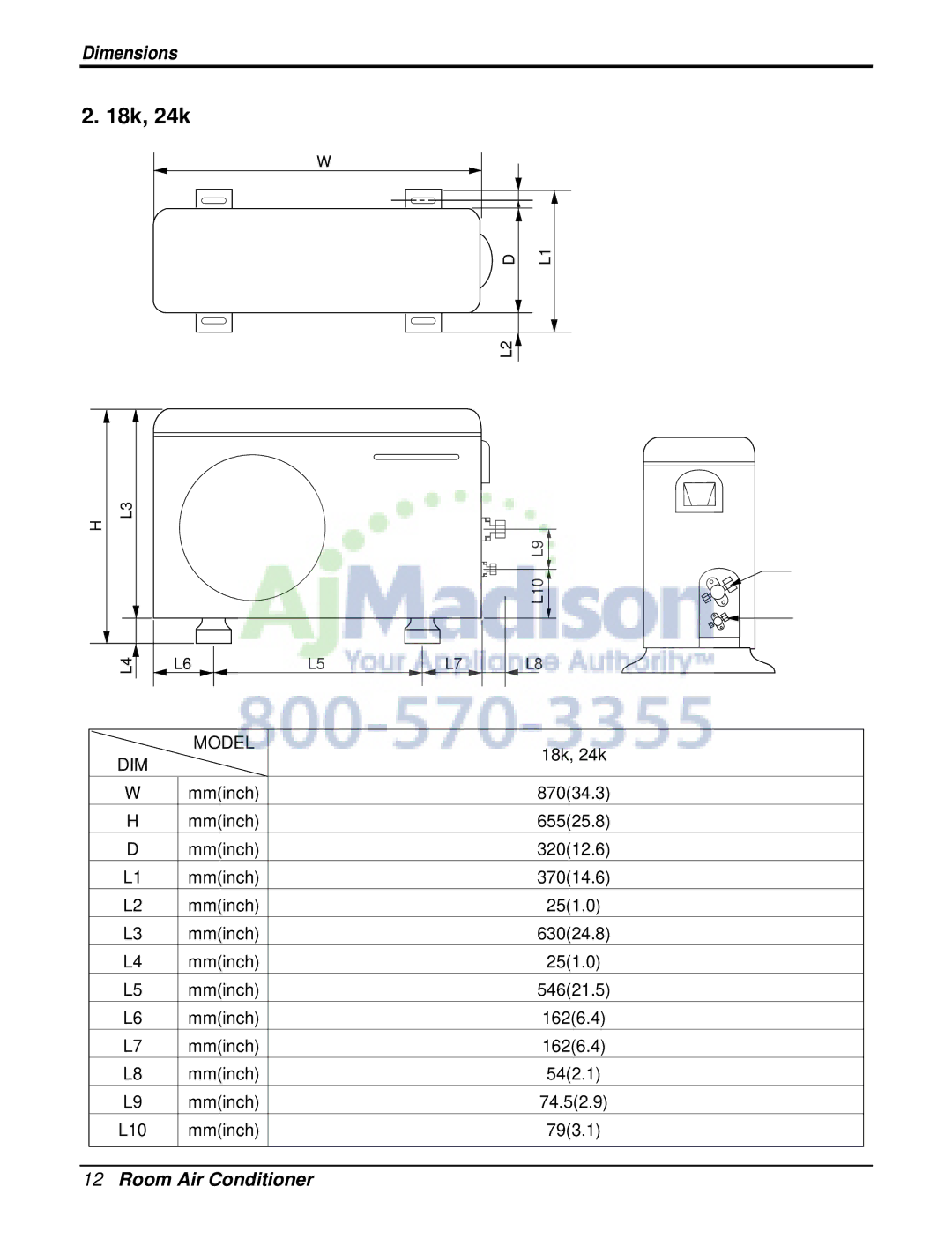 LG Electronics LSU180HE, LSN090CE, LSU120CE, LSU090HE, LSU090CE, LSN180CE, LSN120HE, LSN120CE, LSN240HE, LSN240CE 18k, 24k, Dim 