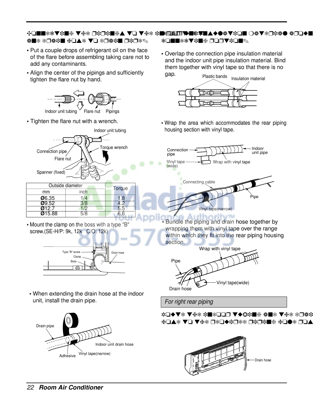 LG Electronics LSN240CE Wrap the insulation material around the connecting portion, Tighten the flare nut with a wrench 