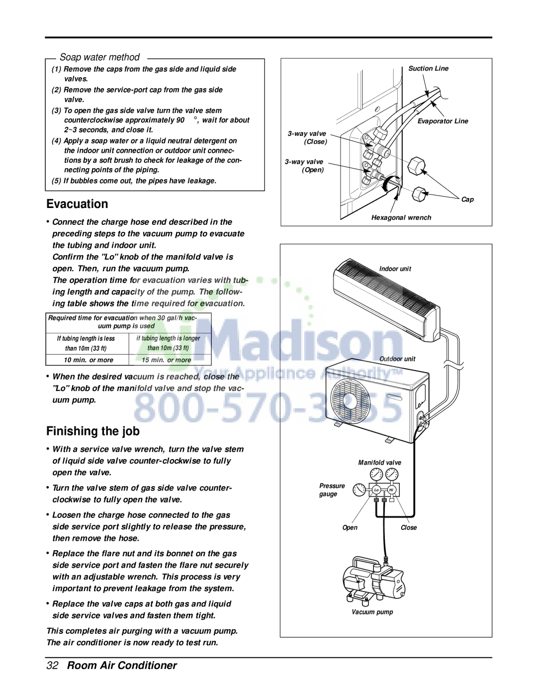 LG Electronics LSN180CE, LSN090CE, LSU120CE, LSU090HE, LSU090CE, LSN120HE, LSN120CE, LSN240HE, TRUE Evacuation, Finishing the job 