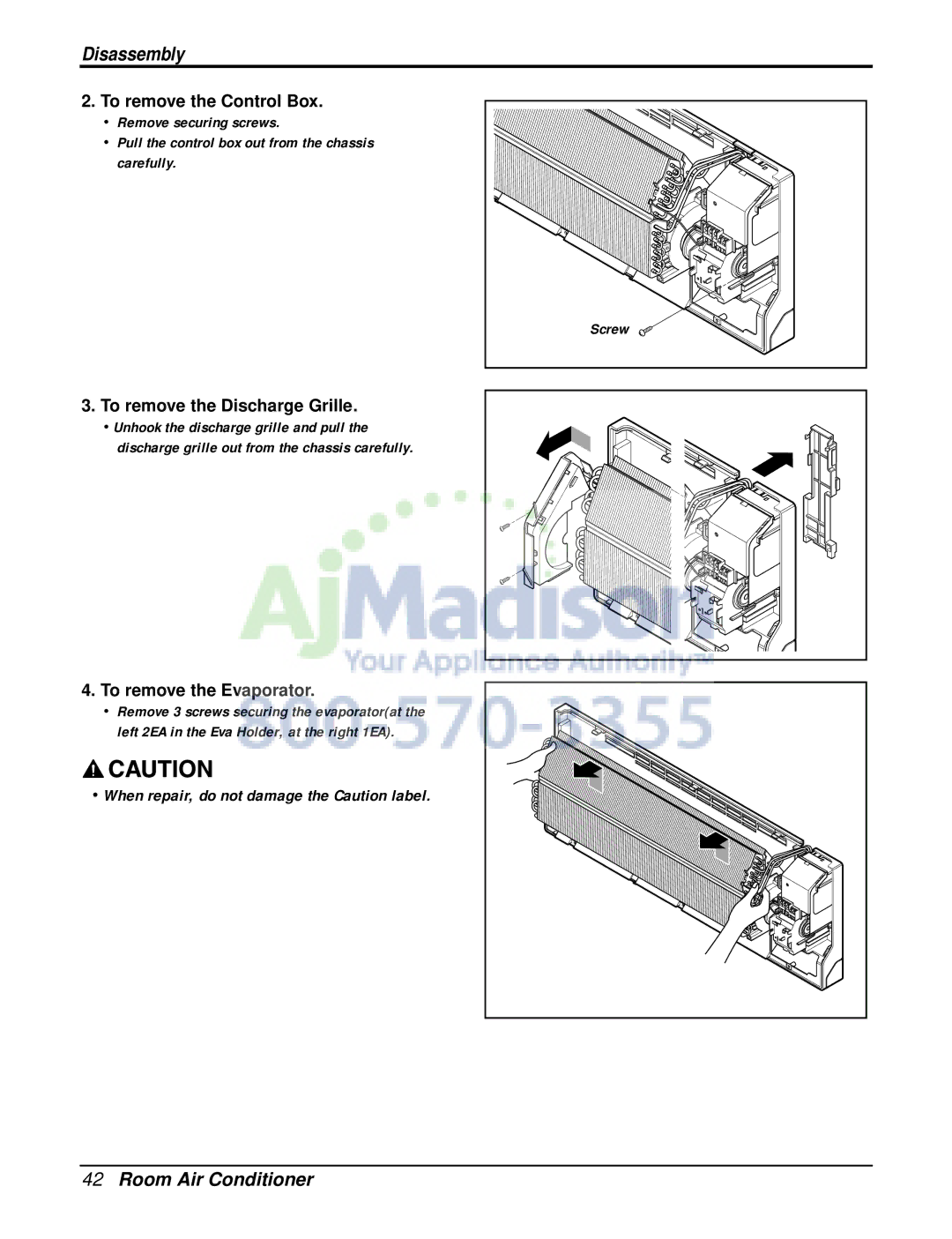 LG Electronics LSN090CE, LSU120CE, LSU090HE, LSU090CE, LSN180CE, LSN120HE, LSN120CE, LSN240HE, LSN240CE To remove the Control Box 