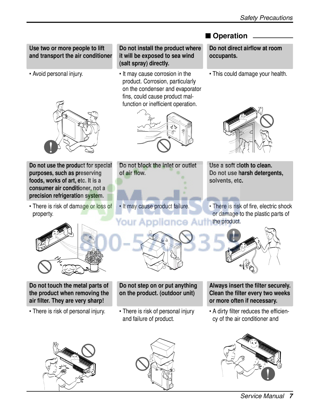 LG Electronics LSN240HE, LSN090CE, LSU120CE, TRUE Solvents, etc, On the product. outdoor unit, Or more often if necessary 