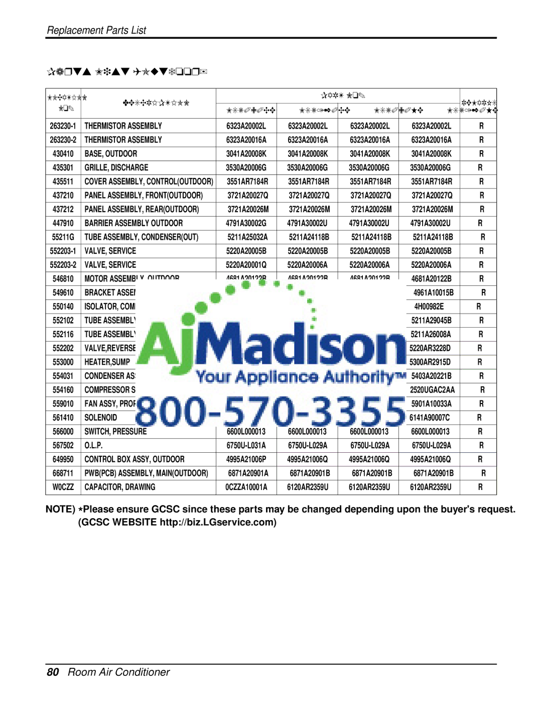 LG Electronics TRUE, LSN090CE, LSU120CE, LSU090HE, LSU090CE, LSN180CE, LSN120HE, LSN120CE, LSN240HE Parts List Outdoor, LSU120HE 