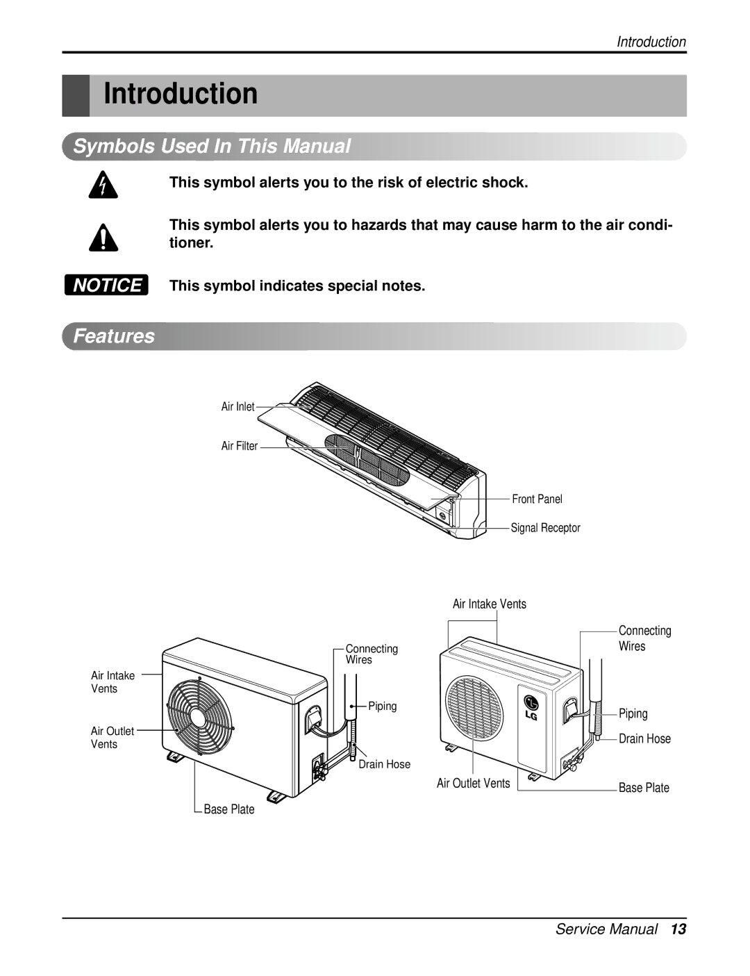 LG Electronics LSU180HE, LSN090CE, LSU120CE, LSU090HE, LSU090CE, LSN180CE, LSN120HE, LSN180HE, LSN120CE Introduction, Features 