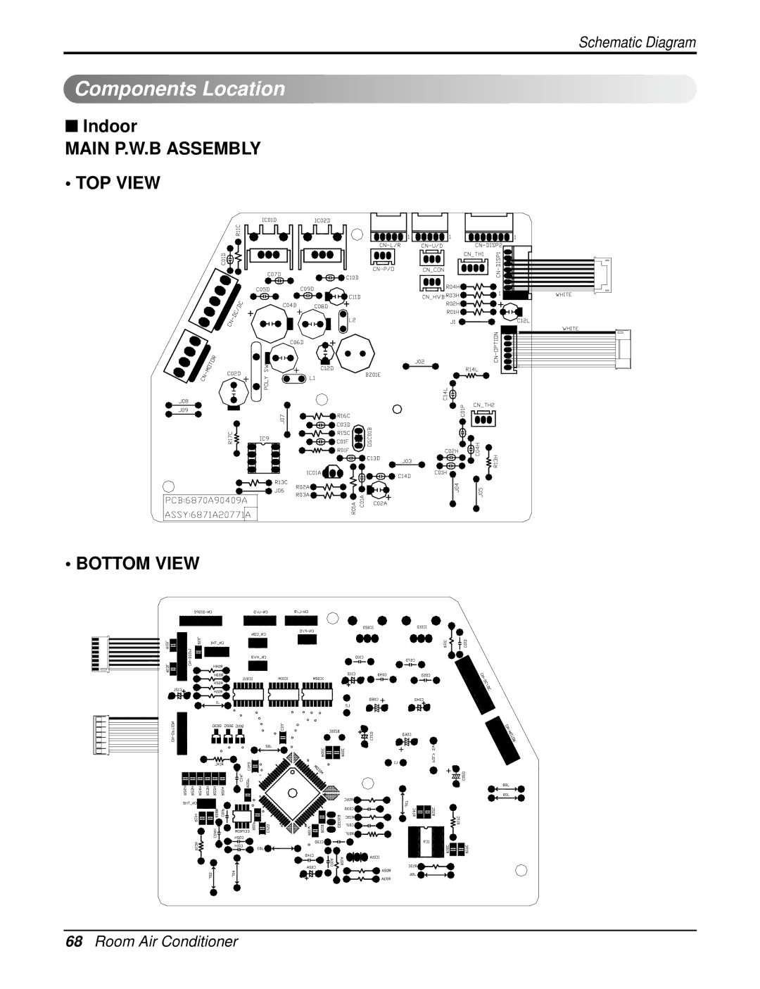 LG Electronics LSN090CE, LSU120CE, LSU090HE, LSU090CE, LSN180CE, LSN120HE, LSN180HE, LSN120CE Components Location, Indoor 