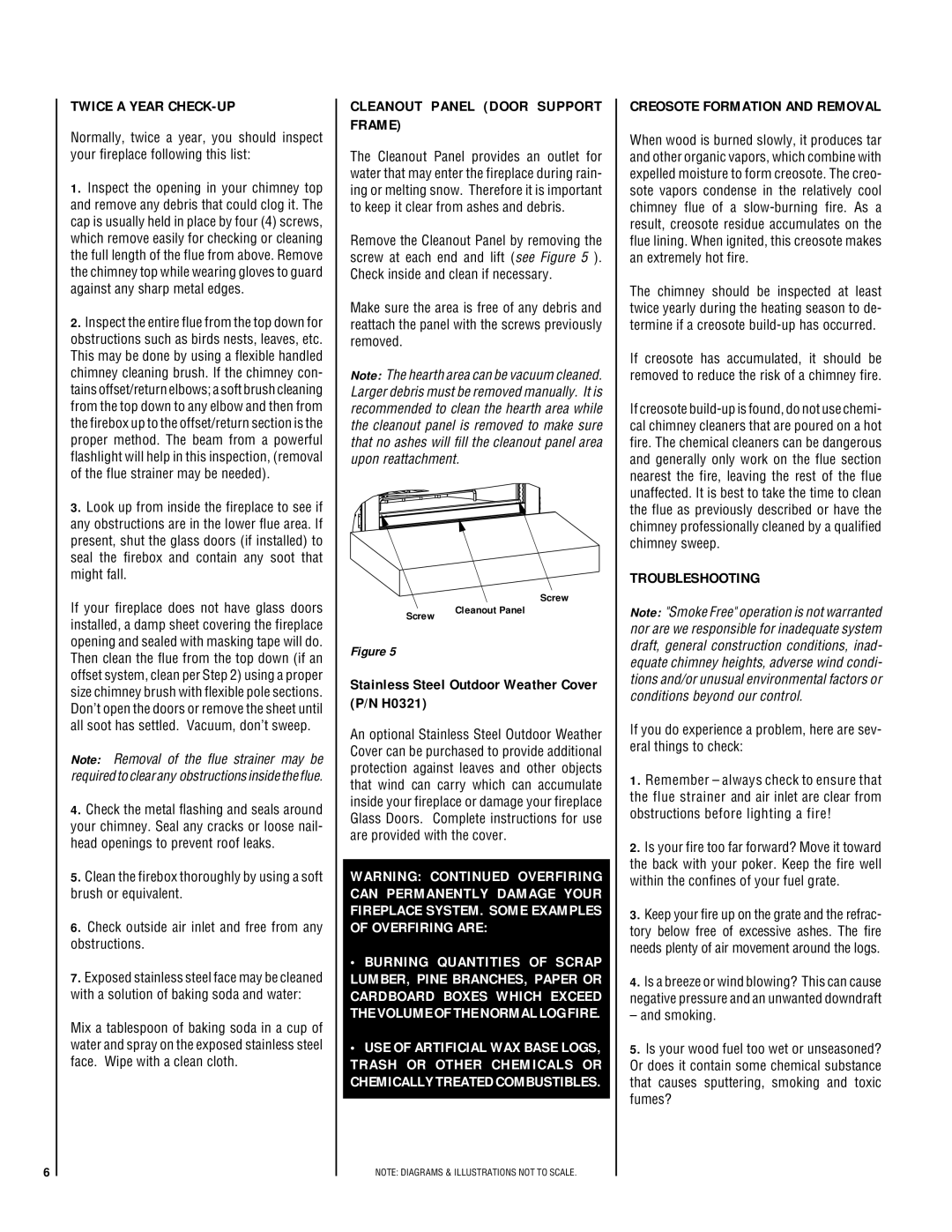 LG Electronics LSO-43 manual Twice a Year CHECK-UP, Cleanout Panel Door Support Frame, Creosote Formation and Removal 