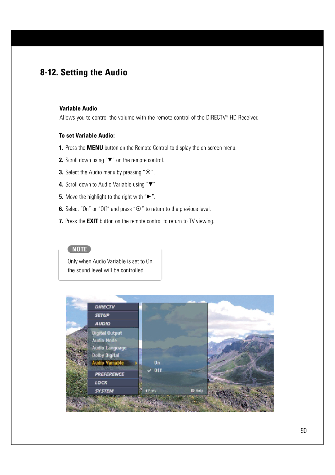 LG Electronics LSS-3200A owner manual To set Variable Audio 