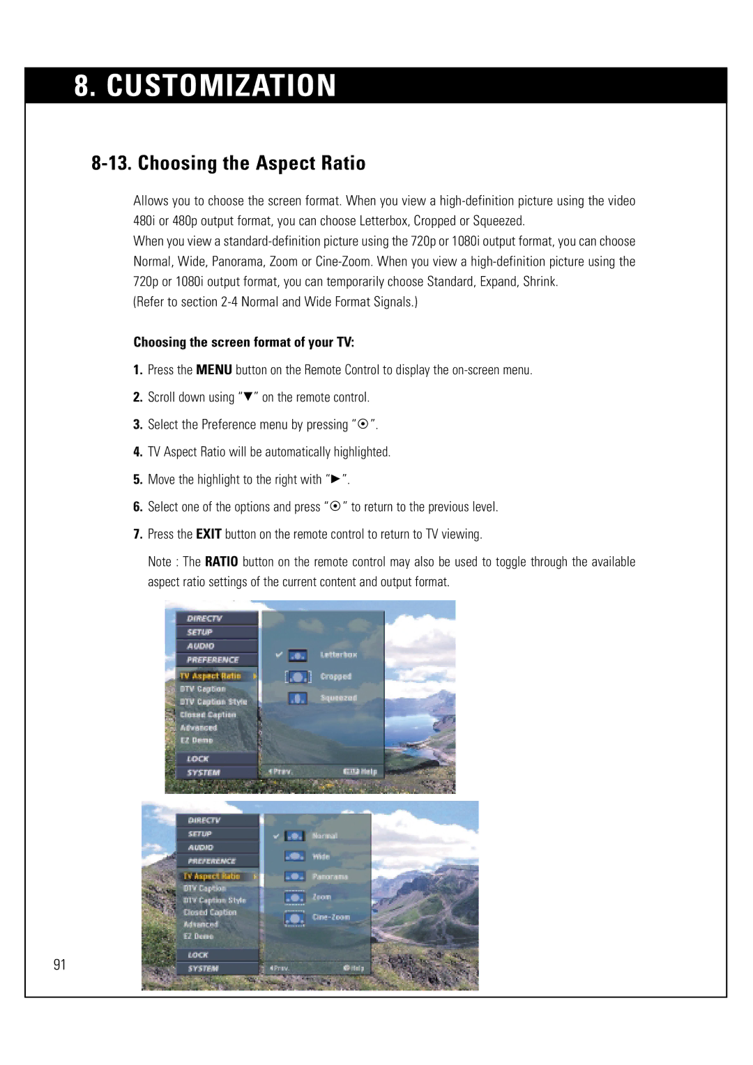 LG Electronics LSS-3200A owner manual Choosing the Aspect Ratio, Refer to -4 Normal and Wide Format Signals 