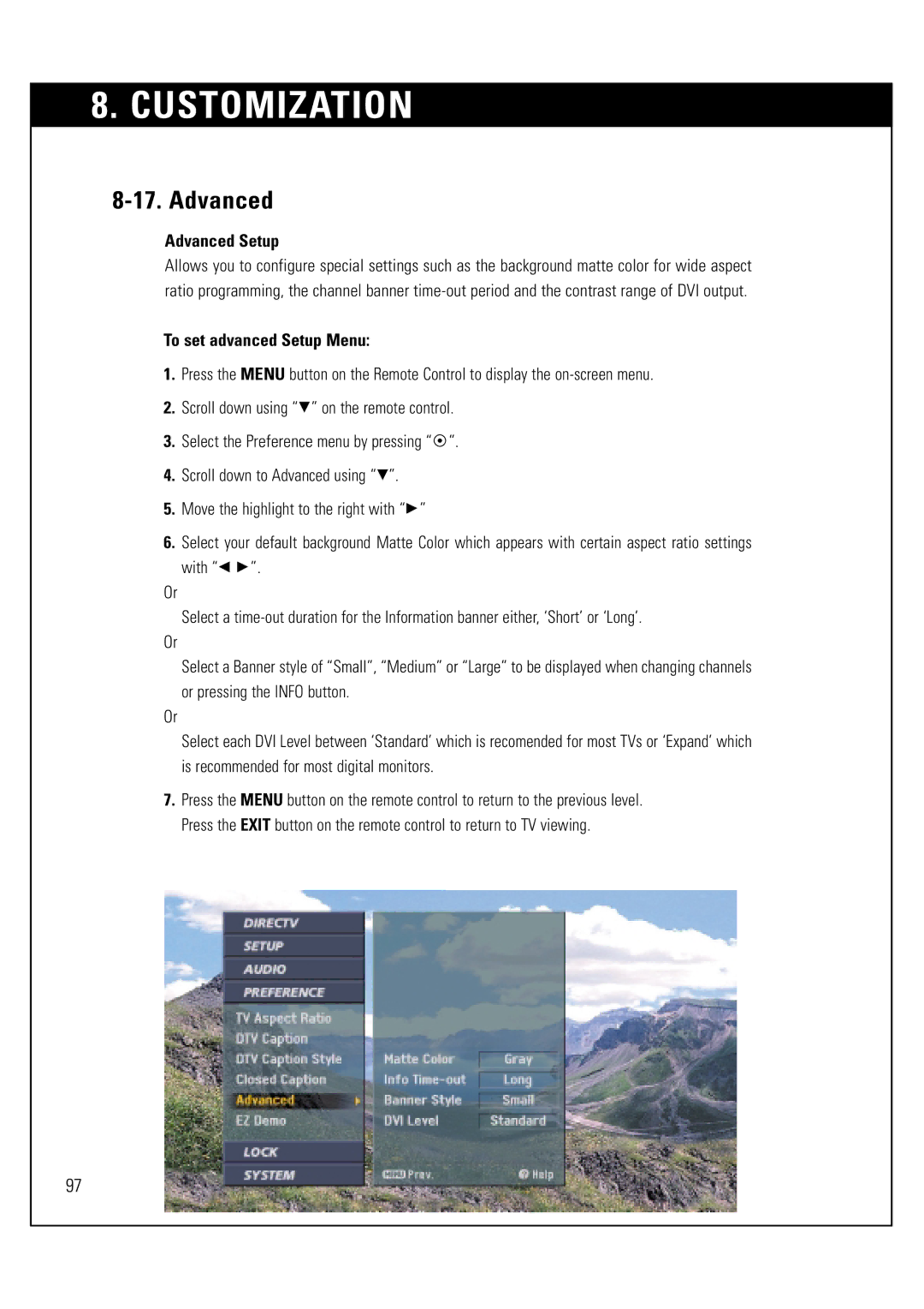 LG Electronics LSS-3200A owner manual Advanced Setup, To set advanced Setup Menu 